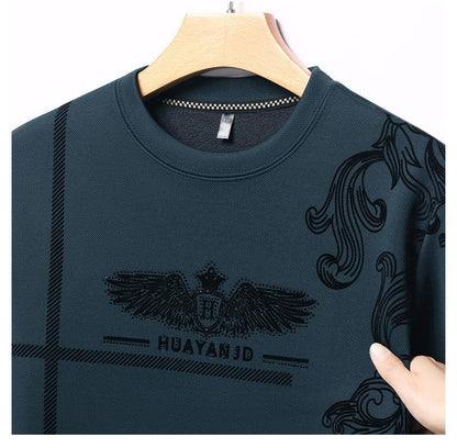 Men's fleece printed long sleeve crew neck sweatshirt