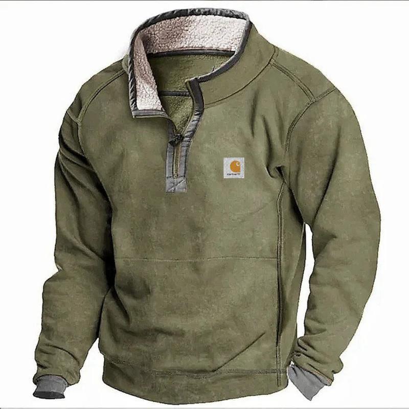 Men's Casual Stand Collar Fleece-lined Sweater