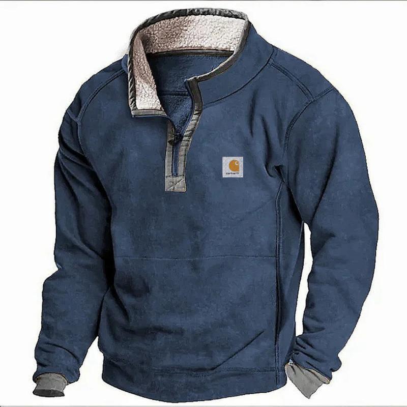 Men's Casual Stand Collar Fleece-lined Sweater