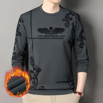 Men's fleece printed long sleeve crew neck sweatshirt