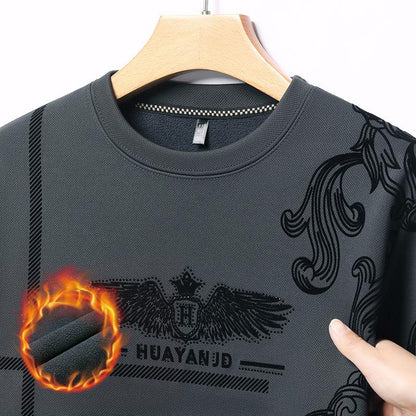 Men's fleece printed long sleeve crew neck sweatshirt