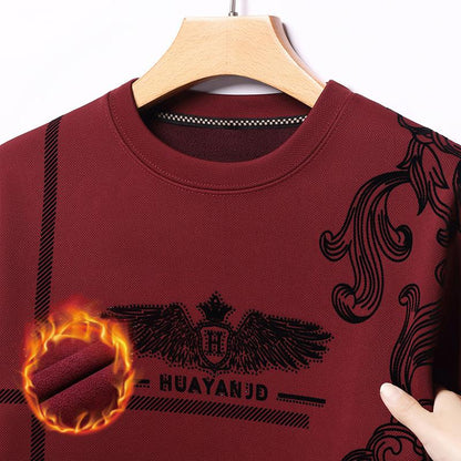 Men's fleece printed long sleeve crew neck sweatshirt