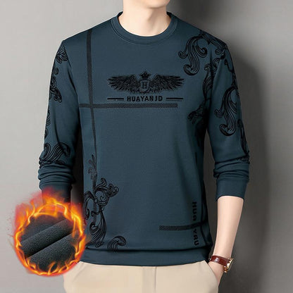 Men's fleece printed long sleeve crew neck sweatshirt