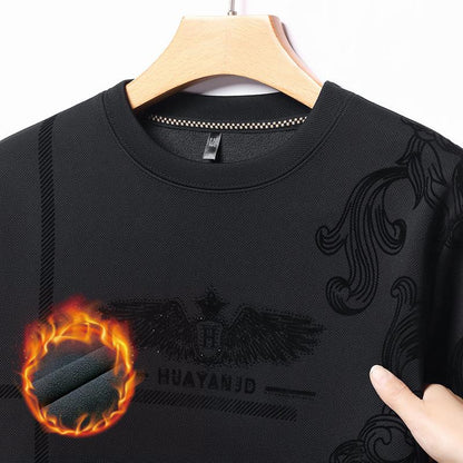 Men's fleece printed long sleeve crew neck sweatshirt