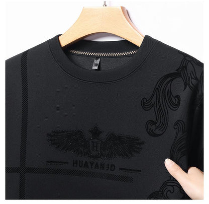 Men's fleece printed long sleeve crew neck sweatshirt