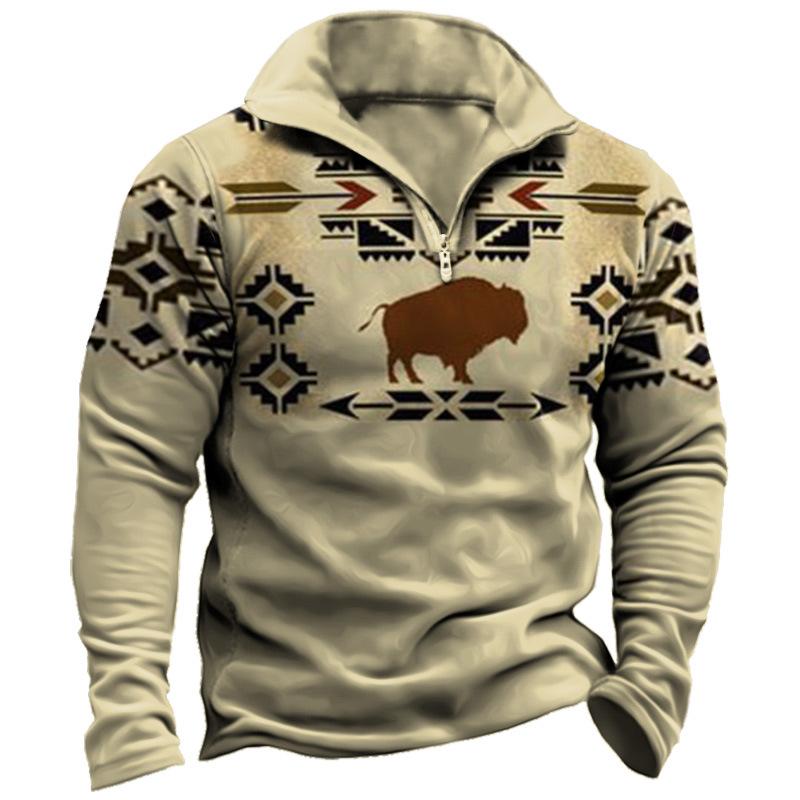 3D Digital Print Men's Half Zip Sweat