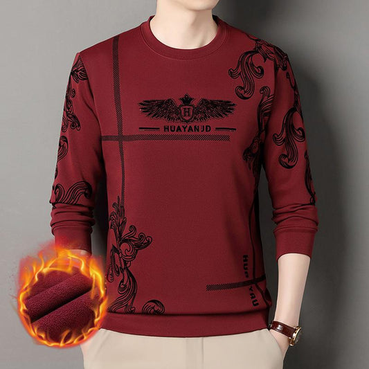 Men's fleece printed long sleeve crew neck sweatshirt