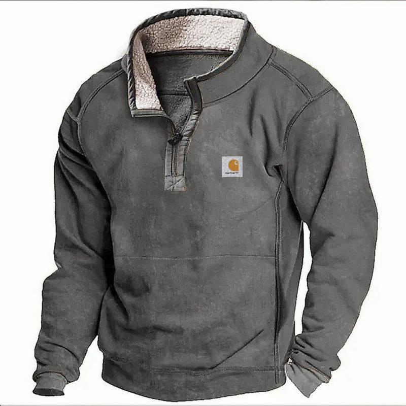 Men's Casual Stand Collar Fleece-lined Sweater