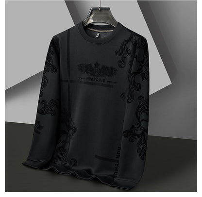 Men's fleece printed long sleeve crew neck sweatshirt