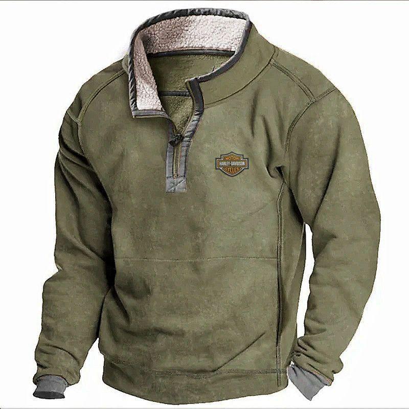 Men's Casual Stand Collar Fleece-lined Sweater