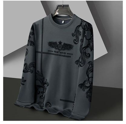 Men's fleece printed long sleeve crew neck sweatshirt