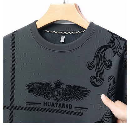 Men's fleece printed long sleeve crew neck sweatshirt