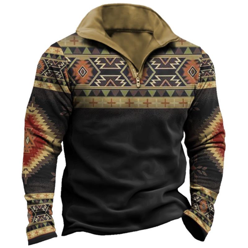 3D Digital Print Men's Half Zip Sweat