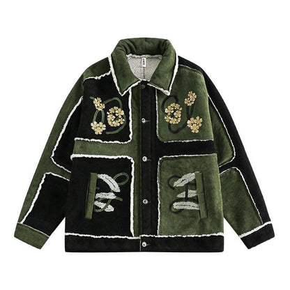 New embroidered contrasting suede jacket