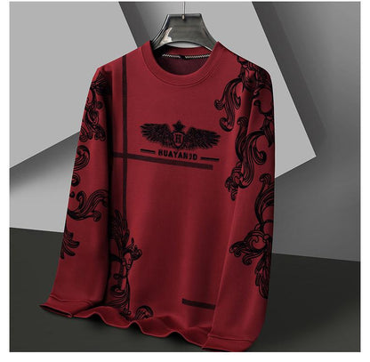 Men's fleece printed long sleeve crew neck sweatshirt