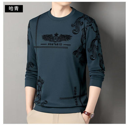 Men's fleece printed long sleeve crew neck sweatshirt