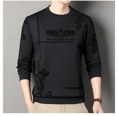 Men's fleece printed long sleeve crew neck sweatshirt