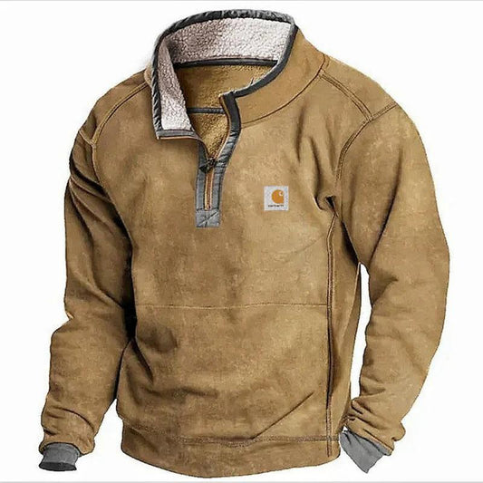 Men's Casual Stand Collar Fleece-lined Sweater