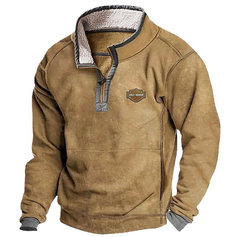 Men's Casual Stand Collar Fleece-lined Sweater