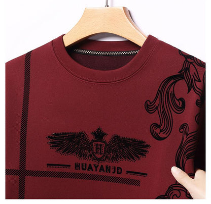 Men's fleece printed long sleeve crew neck sweatshirt