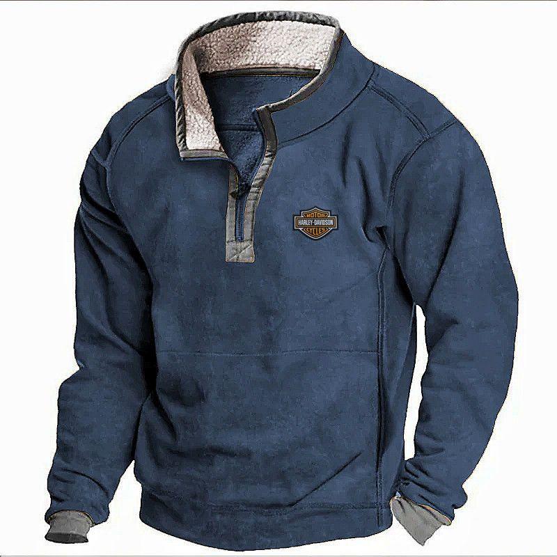 Men's Casual Stand Collar Fleece-lined Sweater