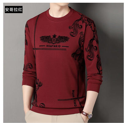 Men's fleece printed long sleeve crew neck sweatshirt