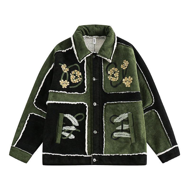 New embroidered contrasting suede jacket