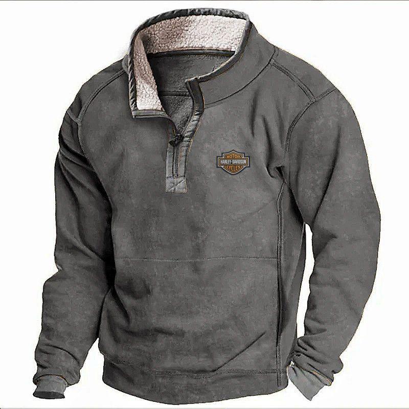 Men's Casual Stand Collar Fleece-lined Sweater