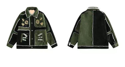 New embroidered contrasting suede jacket