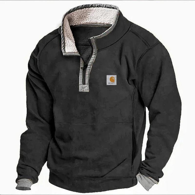 Men's Casual Stand Collar Fleece-lined Sweater