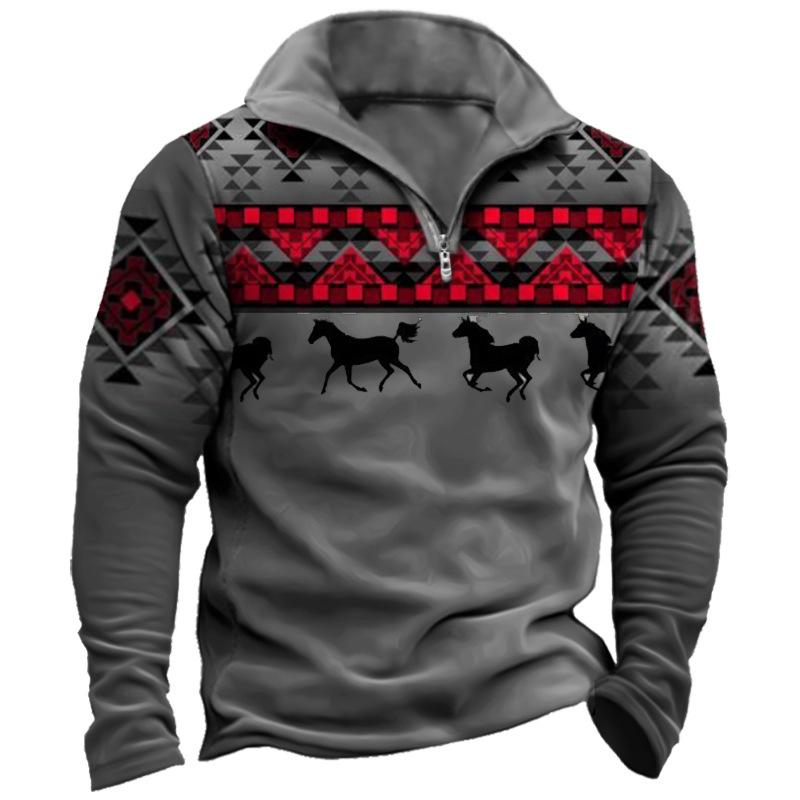 3D Digital Print Men's Half Zip Sweat