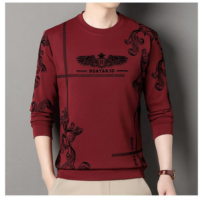 Men's fleece printed long sleeve crew neck sweatshirt