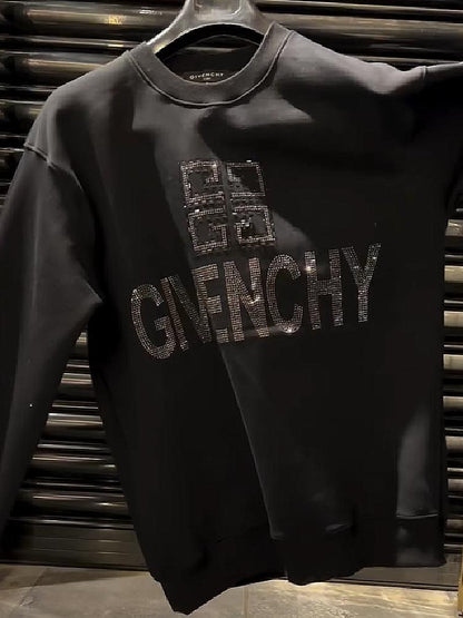 Cotton Creative Printed Rhinestone Sweatshirt