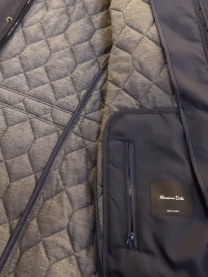 Men's Diamond Pattern Stand Collar Cotton-padded Jacket Coat